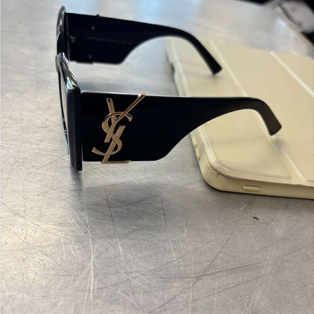 Yves Saint Laurent Black and Gold Sunglasses